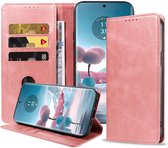 Geschikt voor Motorola Edge 40 Neo Telefoonhoesje Kunstleer met Magnetische sluiting en Pasjeshouder Bookcase met Klepje - Walletcase with Cardslot - Rosé Goud - Smartphonica geschikt voor Motorola Edge 40 Neo