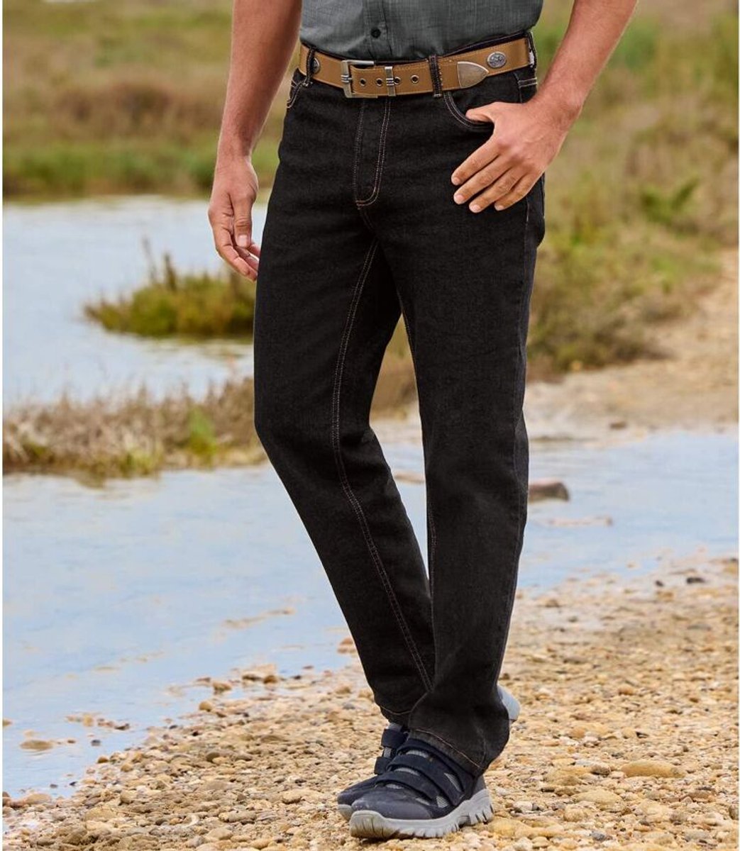 ATLAS FOR MEN - Zwarte regular stretchjeans - Heren - Verkrijgbaar in grote maten - W50