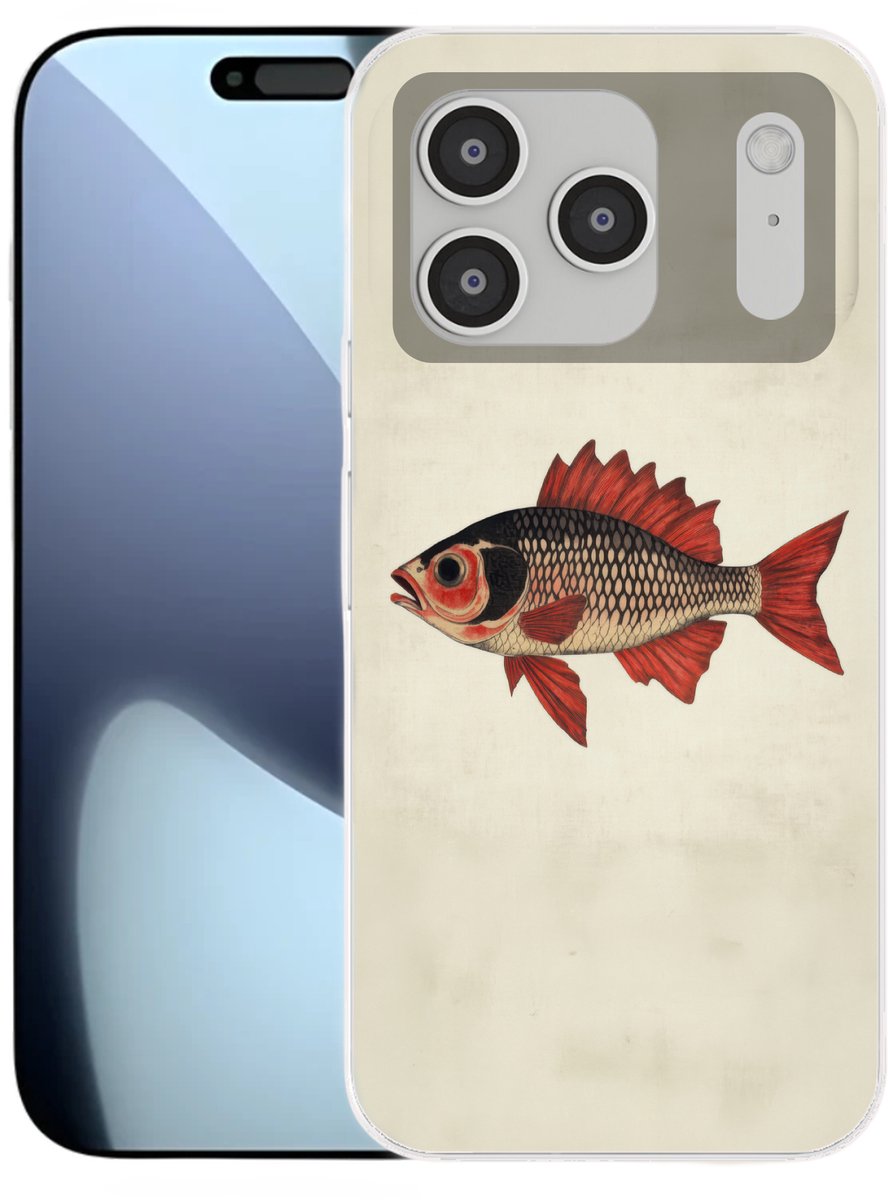 Telefoonhoesje Geschikt voor iPhone 17 Pro hoesje - Schubben - Rood - Vis - Vinnen - Siliconen Telefoonhoesje Telefoonhoesje