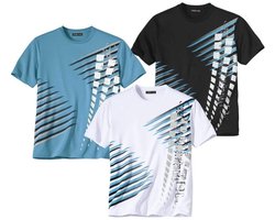 ATLAS FOR MEN - Set van 3 graphic sport T-shirts - Heren - Verkrijgbaar in grote maten - XL