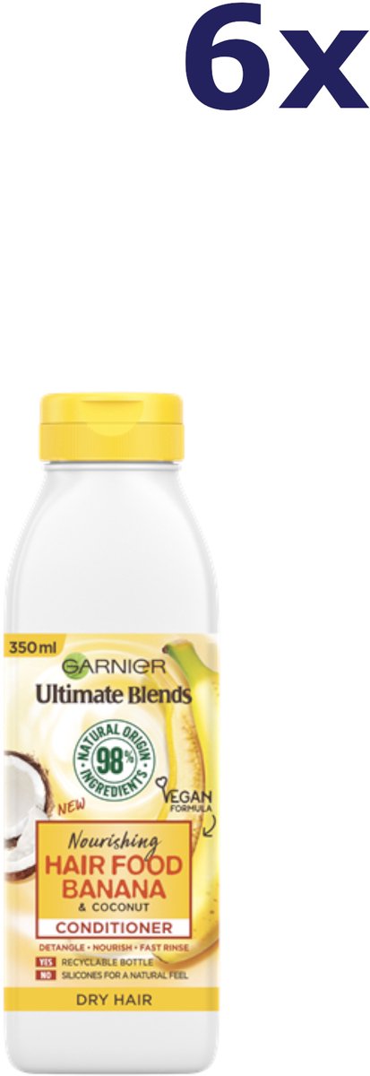6x Garnier Ultimate Blends Banana Conditioner 350Ml
