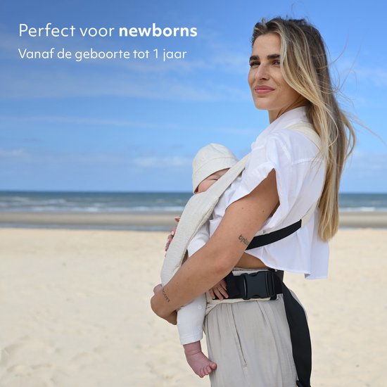 Deryan Nova Draagzak - Baby Draagzak - Ergonomische Buikdrager - Cream van Deryan — afbeelding 2