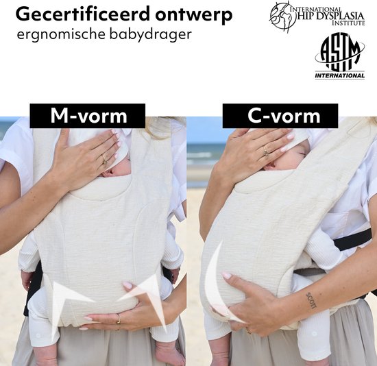 Deryan Nova Draagzak - Baby Draagzak - Ergonomische Buikdrager - Cream van Deryan — afbeelding 3