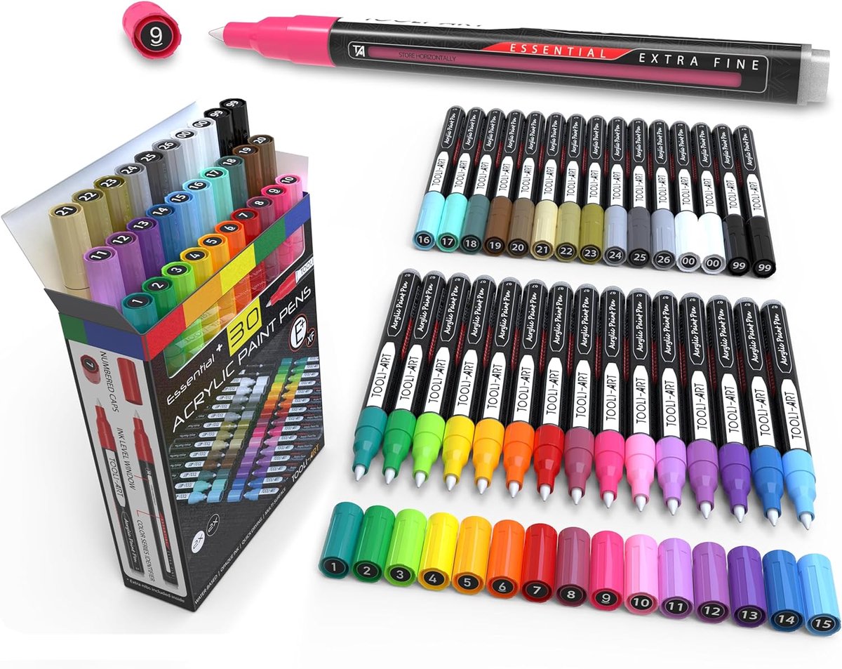 Tooli-Art Acrylmarkers - Set Essential 30 kleuren XF 0.7mm