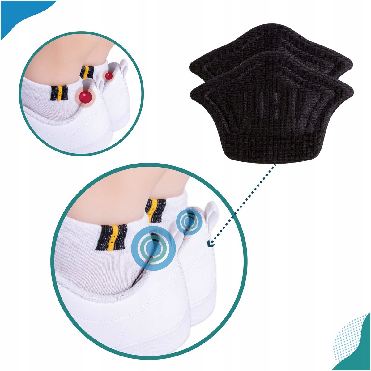 4 paar zwarte schoenverstevigers 1 cm dik - anti-blaar