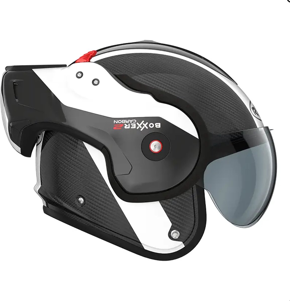 Roof RO9 Boxxer 2 Carbon Wonder Pearl White - Systeemhelm - Maat SM - Boxer helm - Motorhelm - ECE 22-06 gekeurd