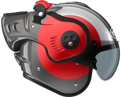 Roof Boxer V8 Alpha Focus Red Silver - Systeemhelm - Maat S - Boxer helm - Motorhelm - ECE 22-06 gekeurd