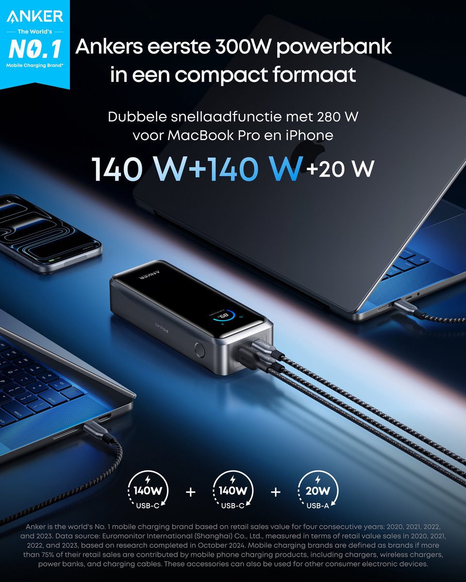 Anker Prime Power Bank, 26.250mAh 3-Poorts Draagbare Lader - afbeelding 3