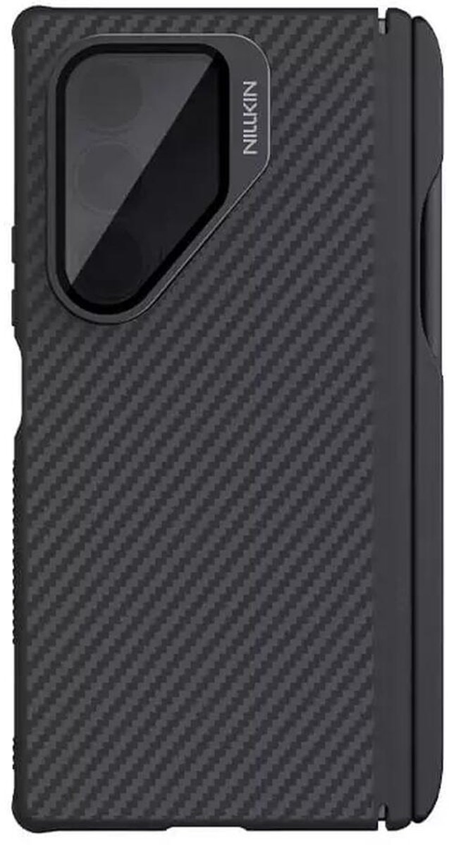 Nillkin Hoesje Geschikt voor Samsung Galaxy Z Fold 7 - CarboProp Magnetic Case - Compatibel met MagSafe - Aramidevezel Back Cover - met Stylus Pen - CamProp Mirror Cover Camera Standaard - Zwart