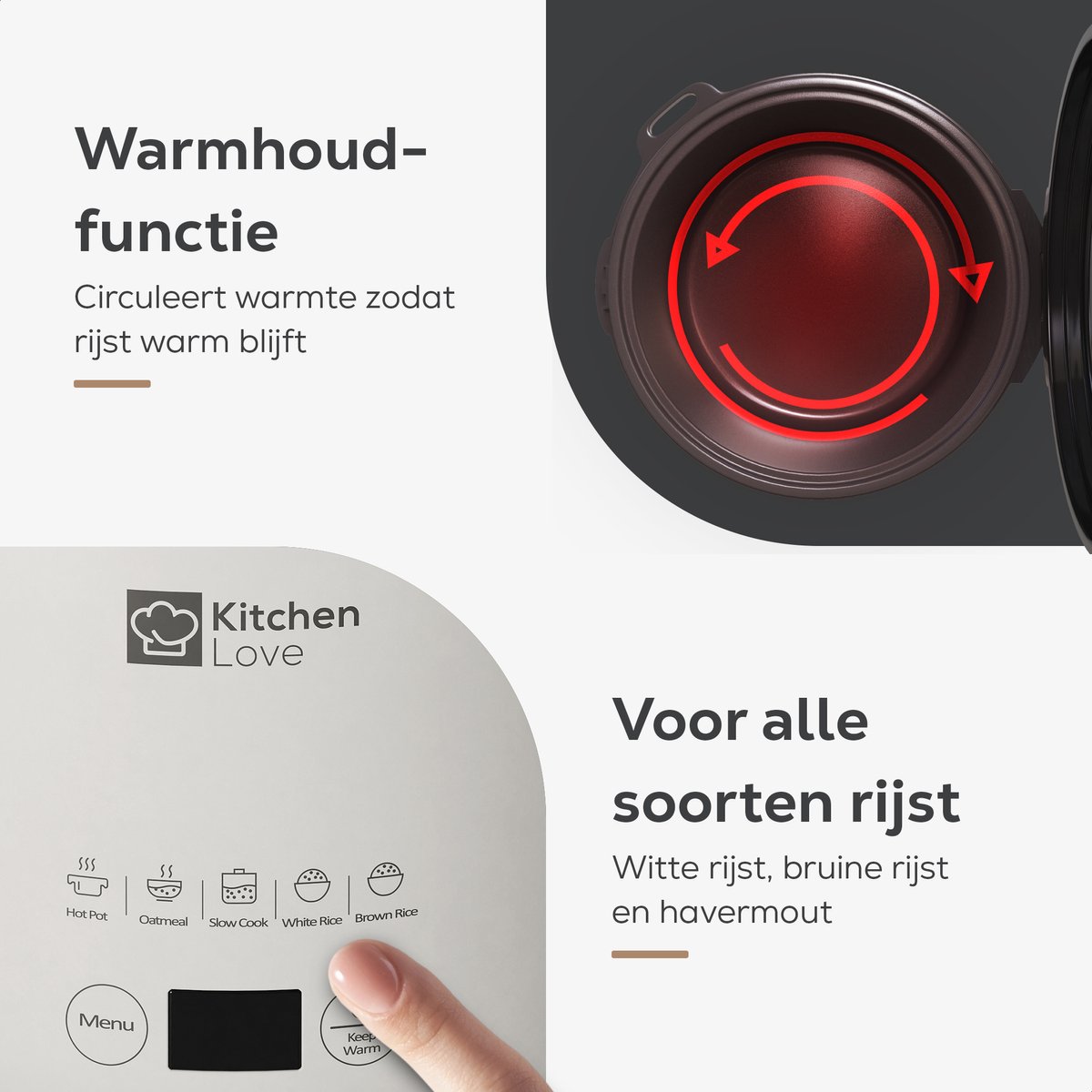 KitchenLove Mini Rijstkoker 0.4L - Multicooker voor 1-2 Personen thumbnail 4