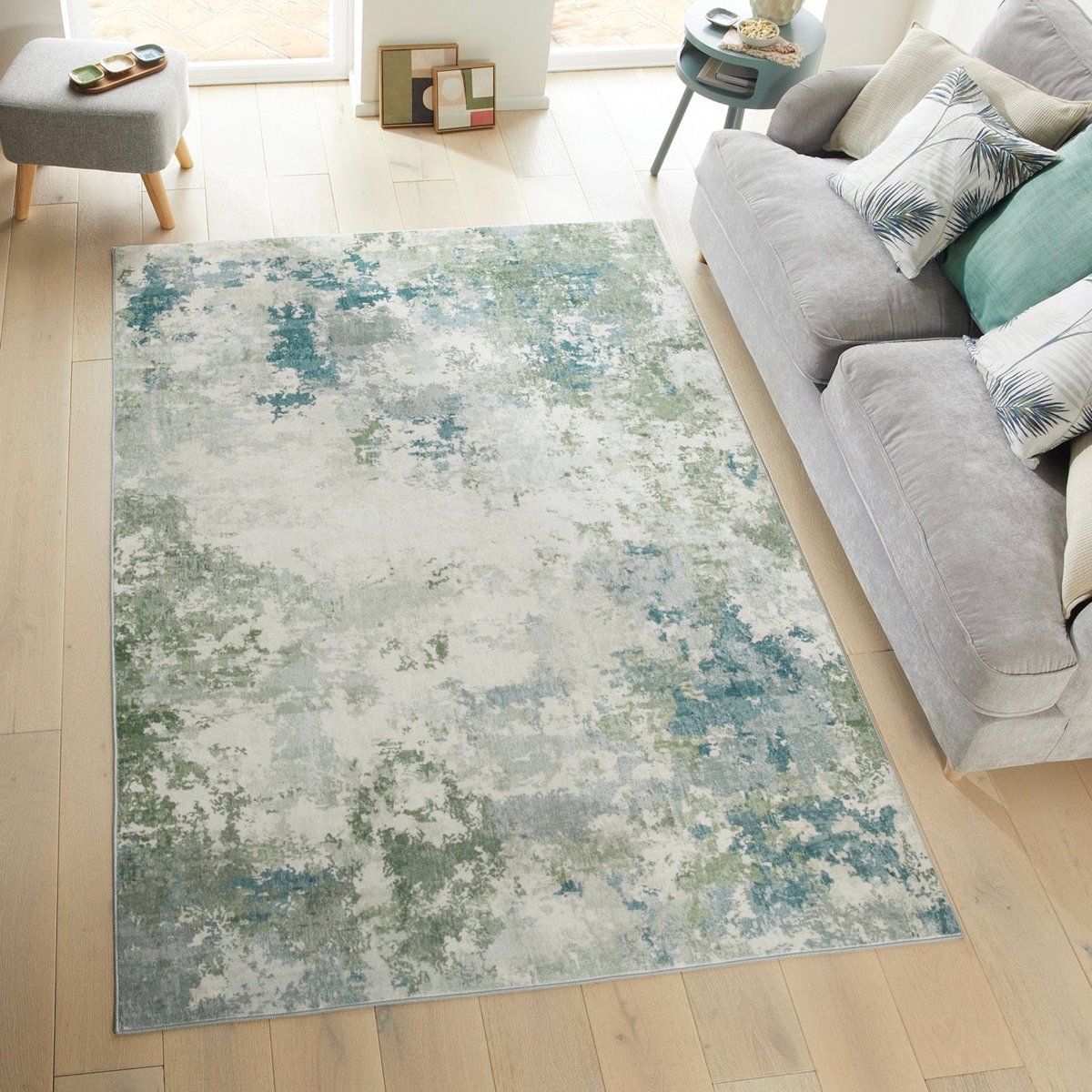 Concept Looms Liberty LIB109 Seafoam Vloerkleed - 200 x 300 cm - Veelkleurig,Groen - Rechthoekig - Polyester - Woonkamer, Eetkamer, Slaapkamer, Keuken - Abstract - Wasbaar, Modern