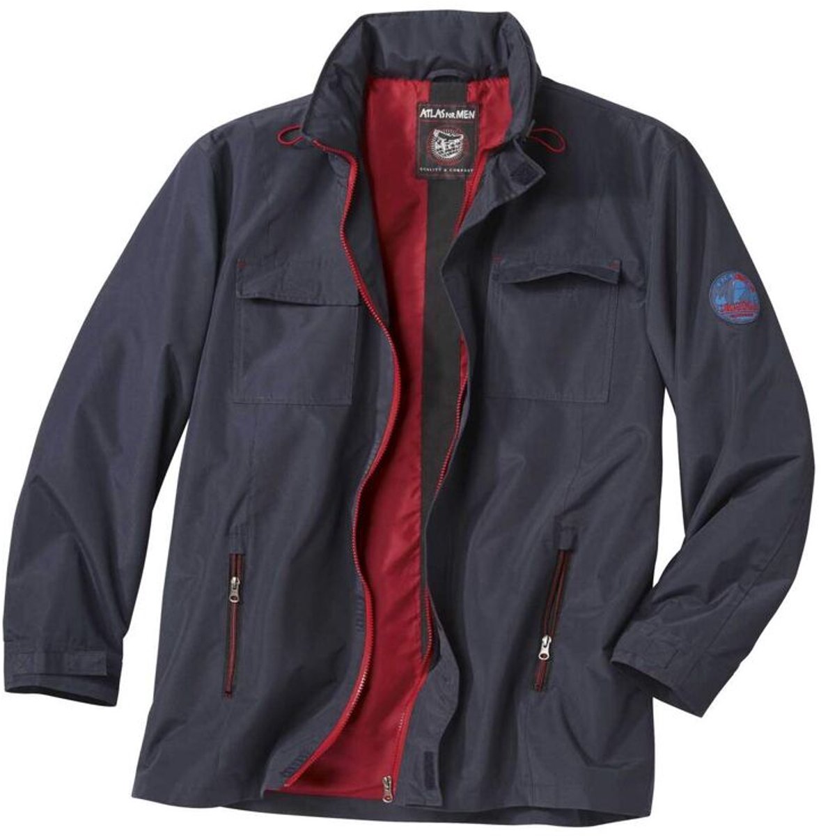 ATLAS FOR MEN - Waterafstotend winddicht jack met capuchon - Multi-pocket - Mid-Season Comfort - Verkrijgbaar in grote maten van M tot 5XL - XL