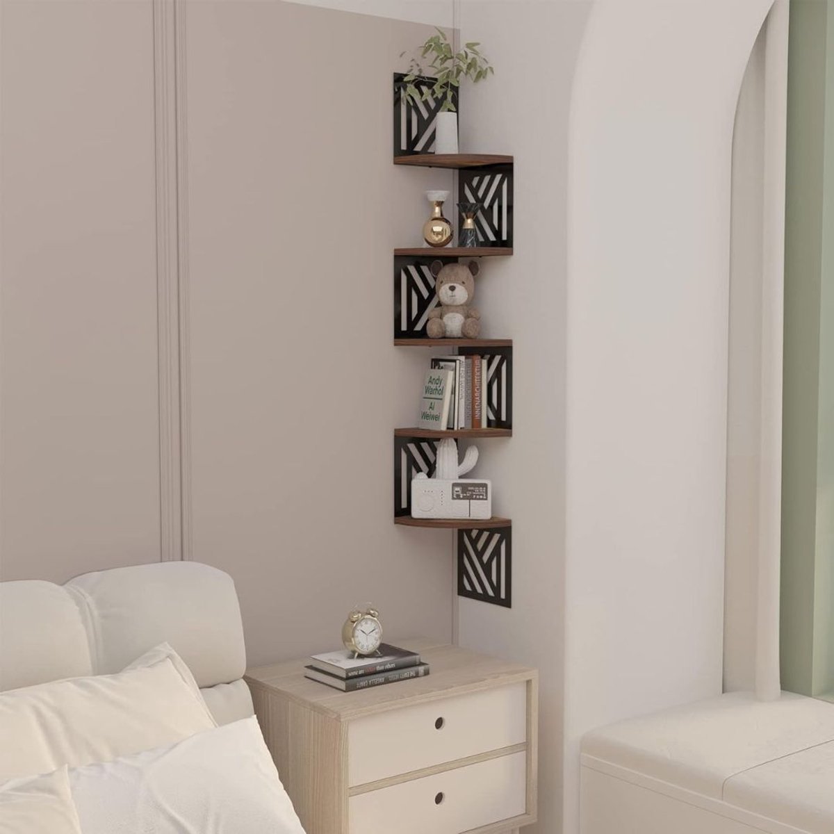 Thuys – Wandplank – Houten Plank Wandmontage – Organizer Voor Slaapkamer Keuken Badkamer – Bruin