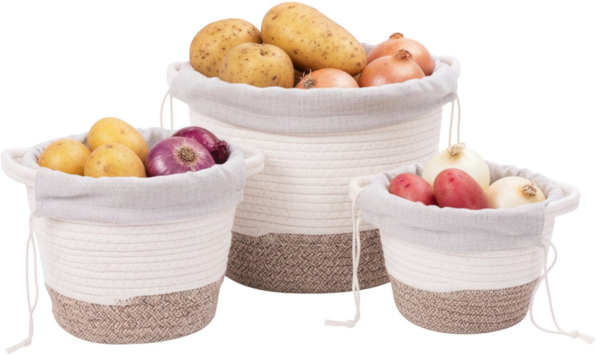 Aardappelmand - set van 3 - met handgrepen