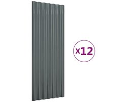 vidaXL - Dakpanelen - 12 - st - 100x36 - cm - gegalvaniseerd - staal - antracietkleurig