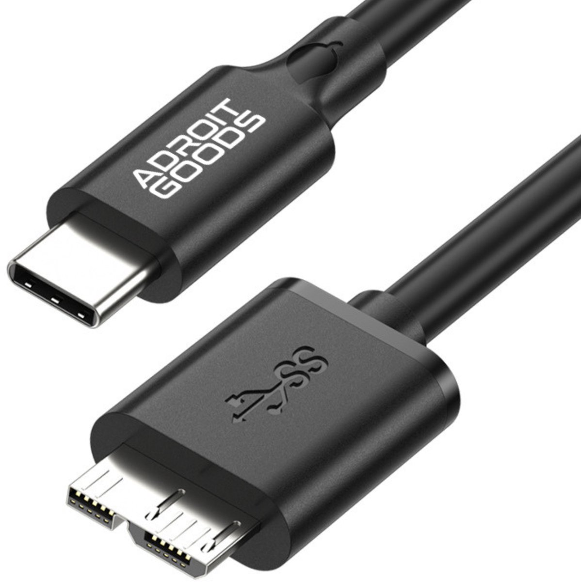 AdroitGoods Type-C naar Micro-USB 3.0 Superspeed Data- & Hardeschijfkabel – 10 Gbps High-Speed Overdracht, Versterkte PVC Kabelmantel, Getinde Koperen Kern, Stabiele 3A Stroomondersteuning - 1m