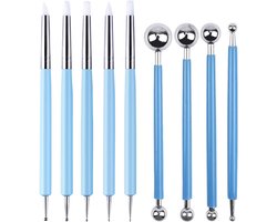 9-delige Klei Gereedschap Set - Beeldhouw Gereedschap En Boetseergereedschap - Dubbelzijdige Art Dotting Tool Voor Modelleer En Pottenbakken - Voor Aardewerk Keramiek Schilderen En Nail Art - Handcraft Accessoires Voor Beginners En Professionals