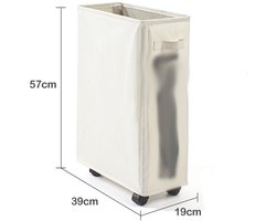Slanke wasmand op wielen met standaard, opvouwbare waterdichte sorteermand op wielen, hoge en smalle vuilwasmand, huishoudmand, hoekprullenbak