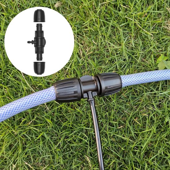 Set van 10 T-stukken voor 16mm Druppelirrigatie met Schroefdop en Schroevendraaier — afbeelding 2