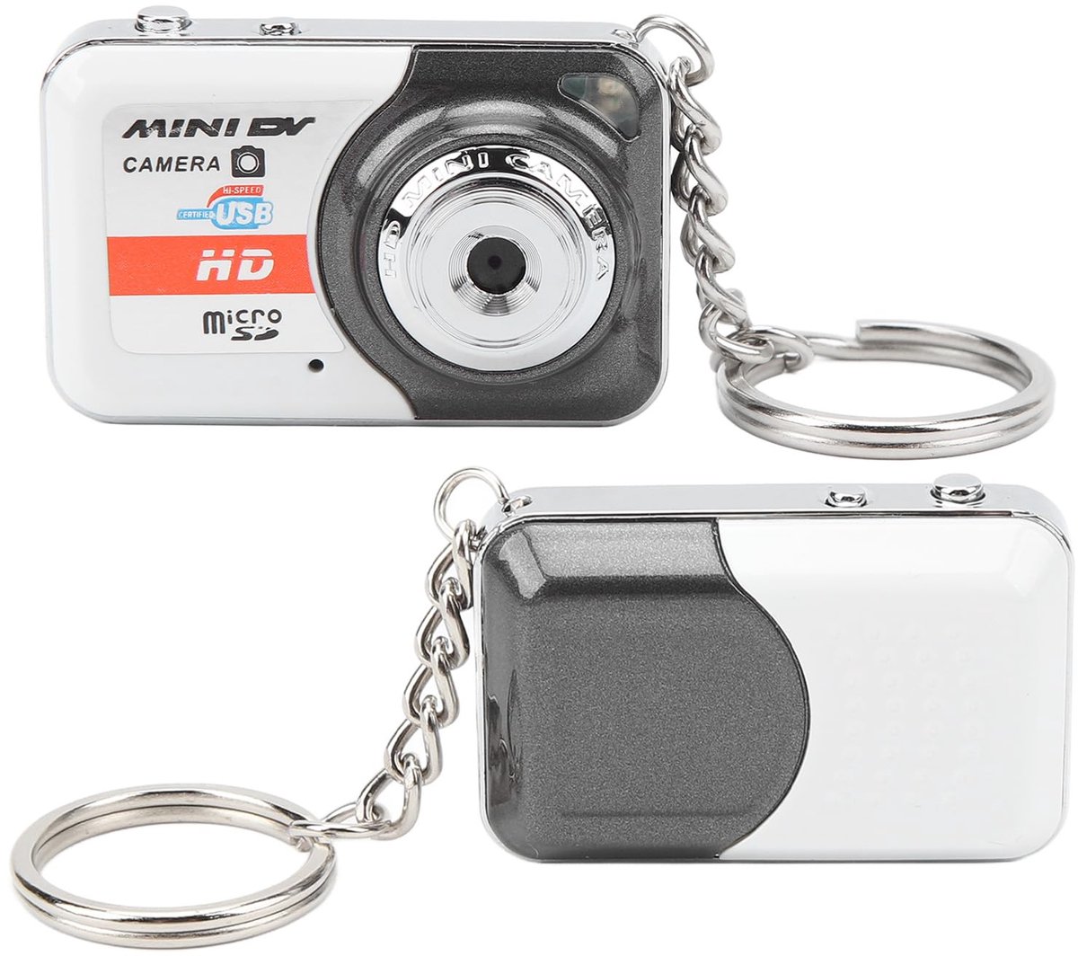 Mini DV-camera, kleine HD-videocamera met bewegingsdetectie en ondersteuning voor 32 GB geheugen, USB-minicamera met sleutelhangerfunctie, videorecorder voor webcam, voor kinderen en studenten.