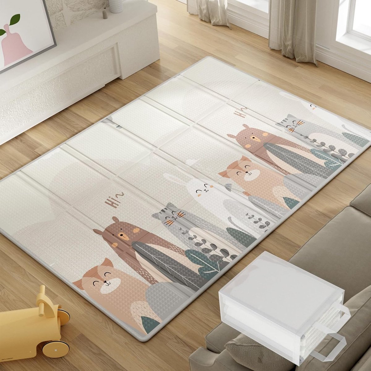 200 x 130 cm opvouwbaar tapijt met draagtasWaterdicht kindertapijt, , speelmat voor kinderen, antislip speelmat met versterkte randen, zachte speelmat voor baby's — afbeelding 4