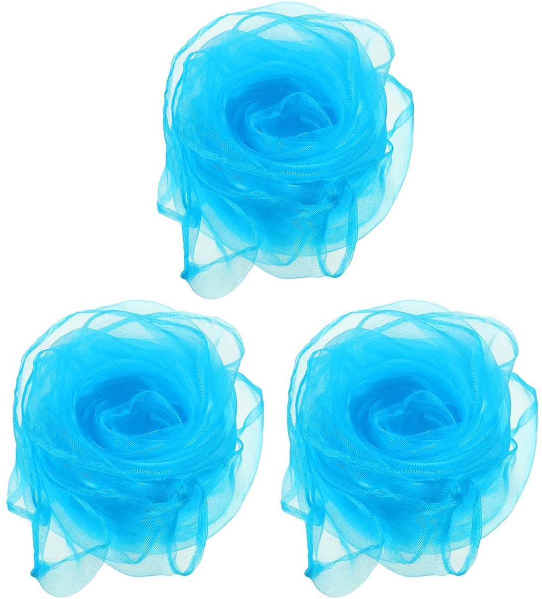 Danssjaals, 3 stuks vierkante jonglerende sjaals 71 bij 65 cm voor spelen, magische muziek, activiteit, jongleren dressing, hemelsblauw
