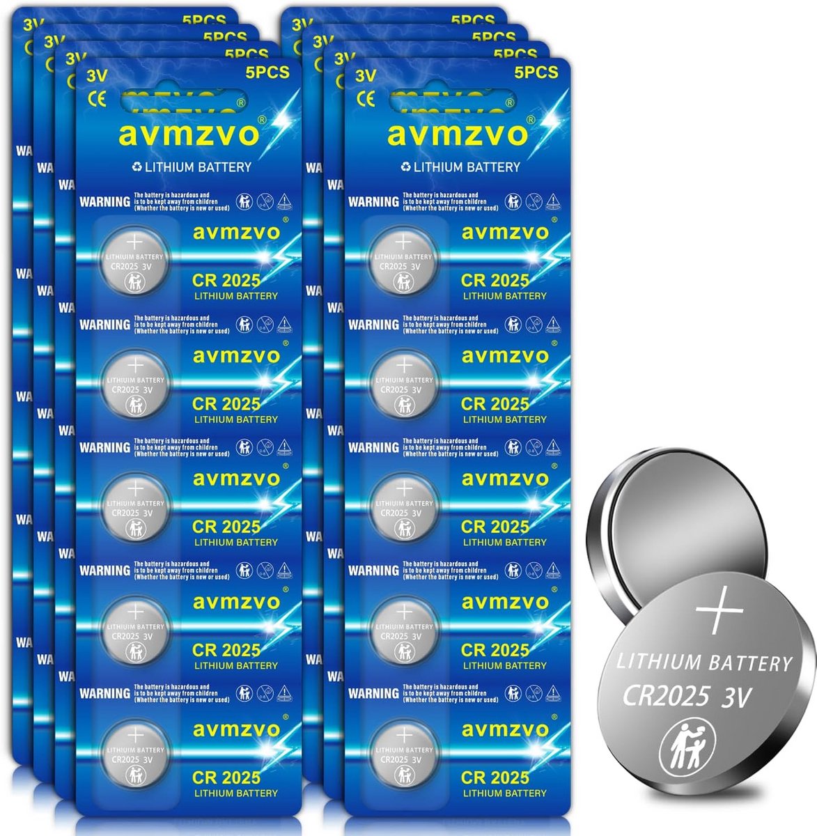 40x Lithium Knoopcel Batterijen CR2025 3V Platte Ronde Batterijen
