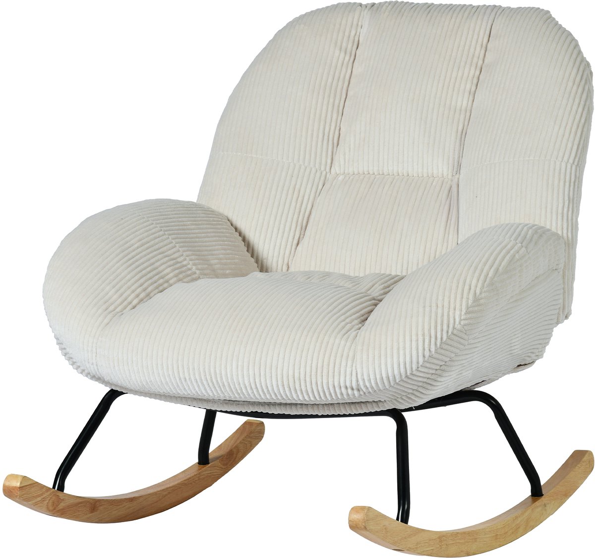 MEUBLES COSY – LITHOPS – schommelstoel – Scandinavische stijl – beige ribfluweel