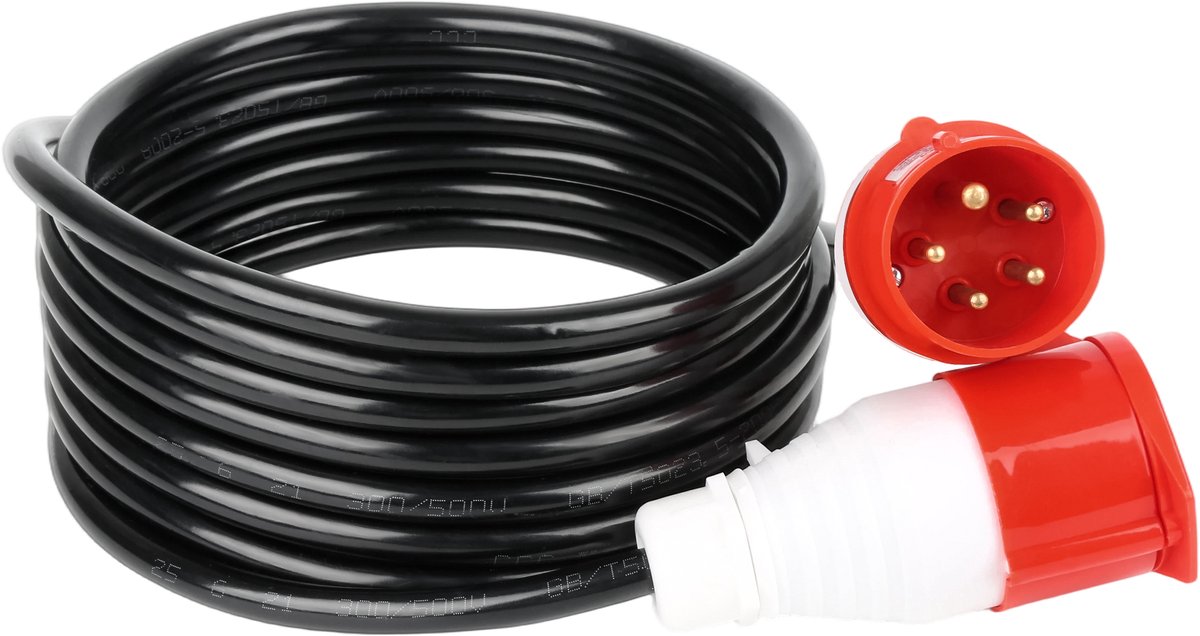 CEE Verlengkabel 5 Meter – 400V 16A 5x2.5mm² | Industriële Rubberkabel H07RN-F | IP44 | Voor Camper, Laadpaal, Bouw & Werkplaats
