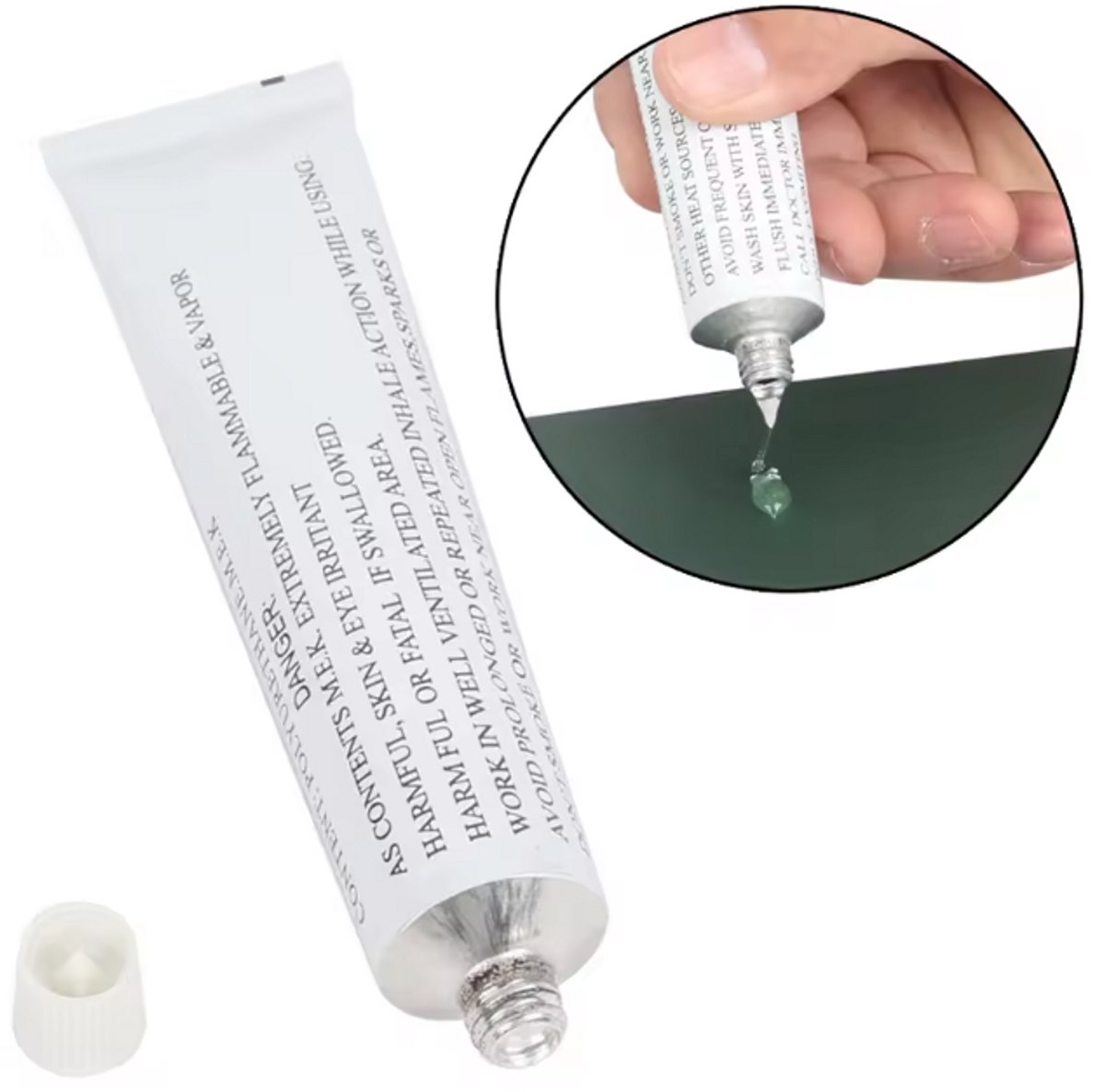 TLVX Super Sterke PVC Bootlijm 30ml / Geschikt voor reparatie van Opblaasbare Boot / Kajak / Peddels / Zwembad / Waterbed / Luchtkussen / Springkussen / Opblaasbal / Multifunctionele Scheepslijm / Zelfklevende Vinyl Lijm / Transparant / Waterdicht