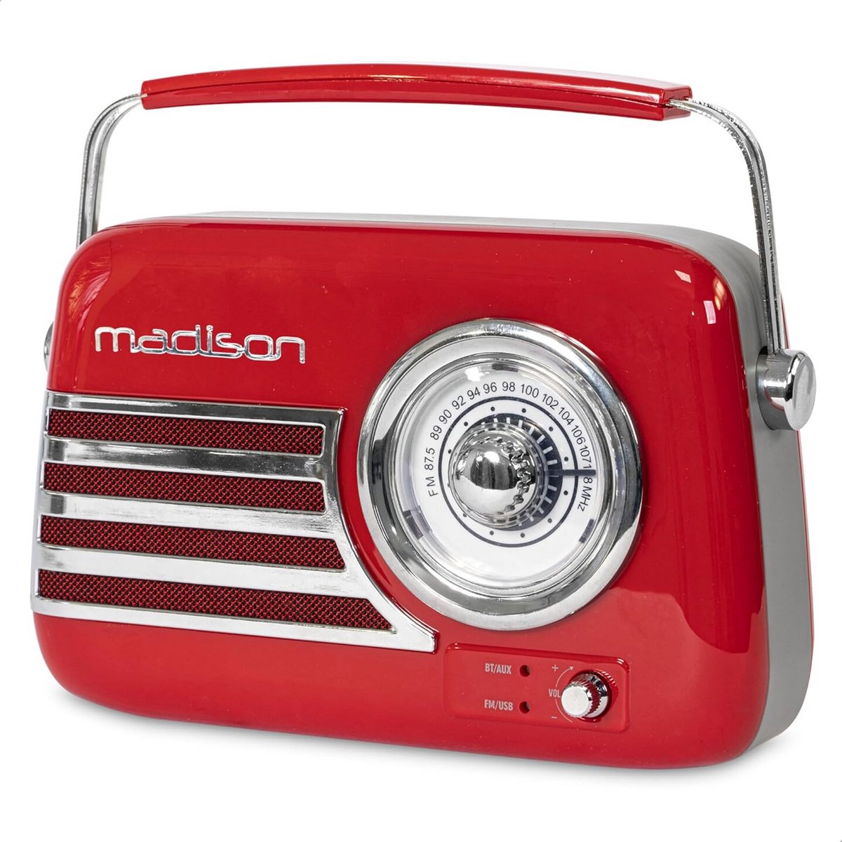 Draagbare Retro Radio met Bluetooth, USB en FM - Rood
