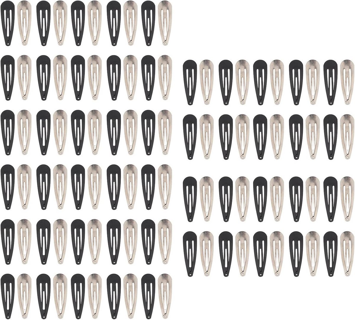100x Metal Snap Haarspeldjes Zwart Wit - Sterke Klemmen voor Kinderen en Dames
