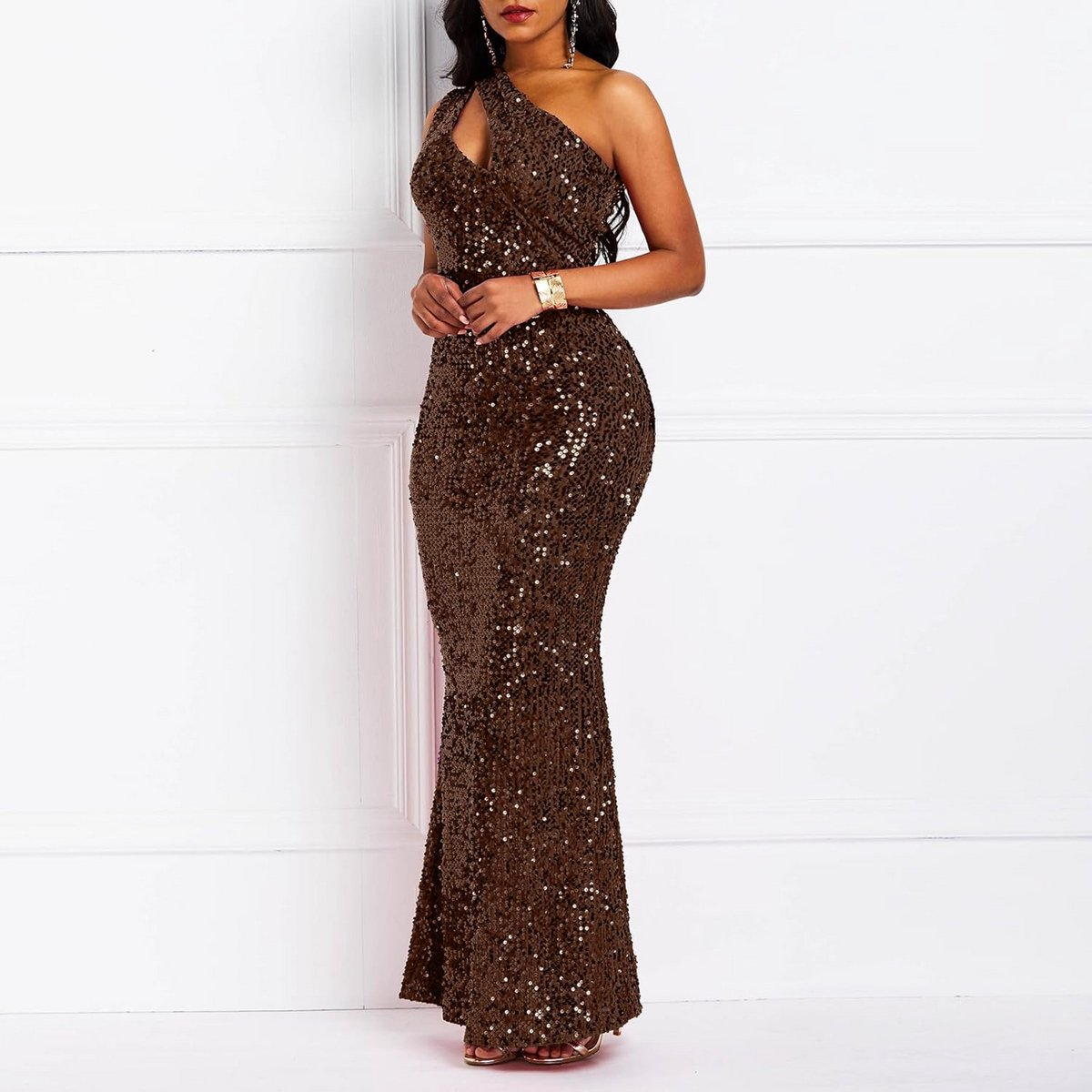 Satijnen Maxi Jurk Mouwloos Schuin Kraag Mermaid Bodycon Elegante Avondjurk voor Feestelijke Gelegenheden