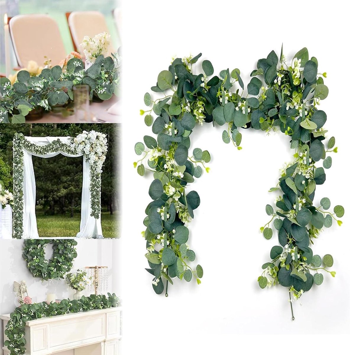 Ronte - Kunstmatige eucalyptus slinger 180 cm - groene bladeren - wijnstokken - bruiloftswanddecoratie - kerstdecoratie