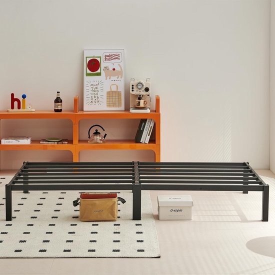 DORAFAIR Lit adulte 90 x 190 cm en métal - Blanc - Sommier inclus