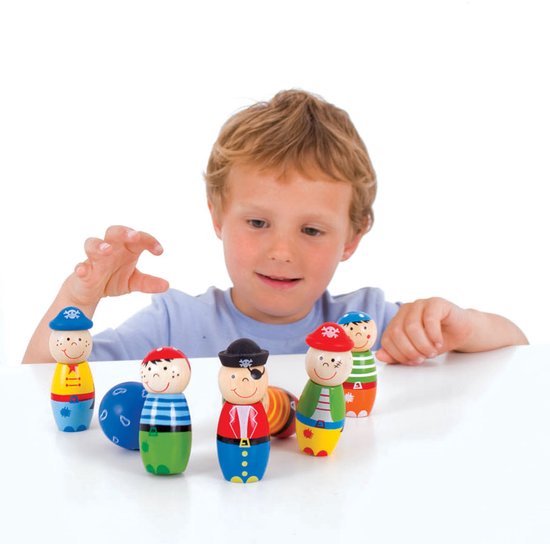 Bigjigs - Jeu de quilles - Pirate - 8cm de haut