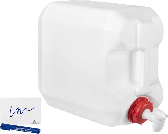 Garronda 20 liter kunststof jerrycan, gemaakt van voedselveilig HDPE, geschikt als waterreservoir voor de tuin, voedselcontainer, universele kunststof bak GD-0078, wit