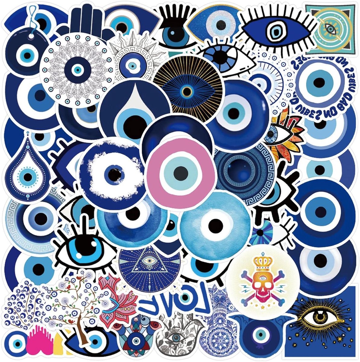 Ronte - Laptop Decals 100 stuks | Waterdichte Boze Oog Stickers voor Water Flessen, Skateboard, Auto, Notebook | Esthetische Decoratie | Gitaar Koffer Bagage