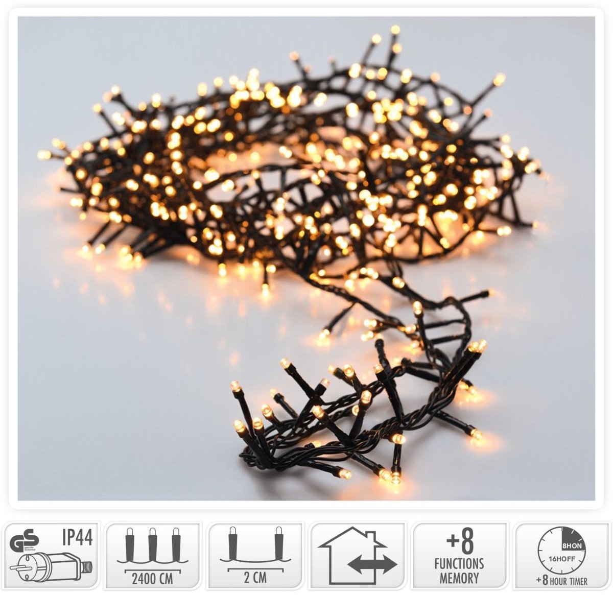 Bol.com Micro Cluster 1200 LED's - 24 meter - warm wit aanbieding
