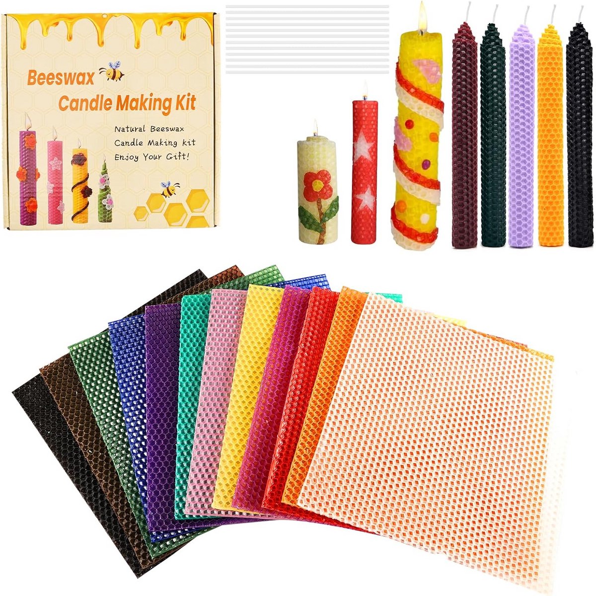 12 Bijenwasplaten 20x20 cm - Doe-het-zelf Kaarsen Maken