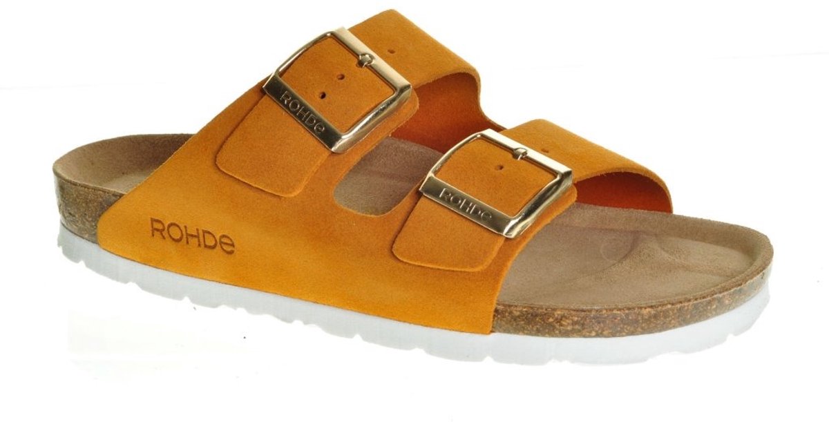Rohde Slipper Geel Leder Tweeband maat 40