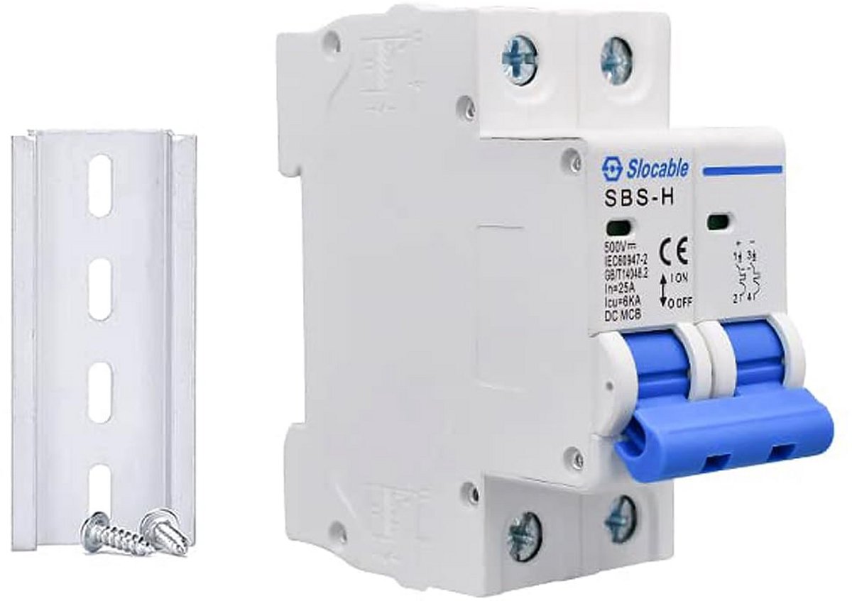 DC-stroomonderbreker 500V 2-fase 16A 25A 32A 63A zonne-energie PV-systeem thermisch magnetisch