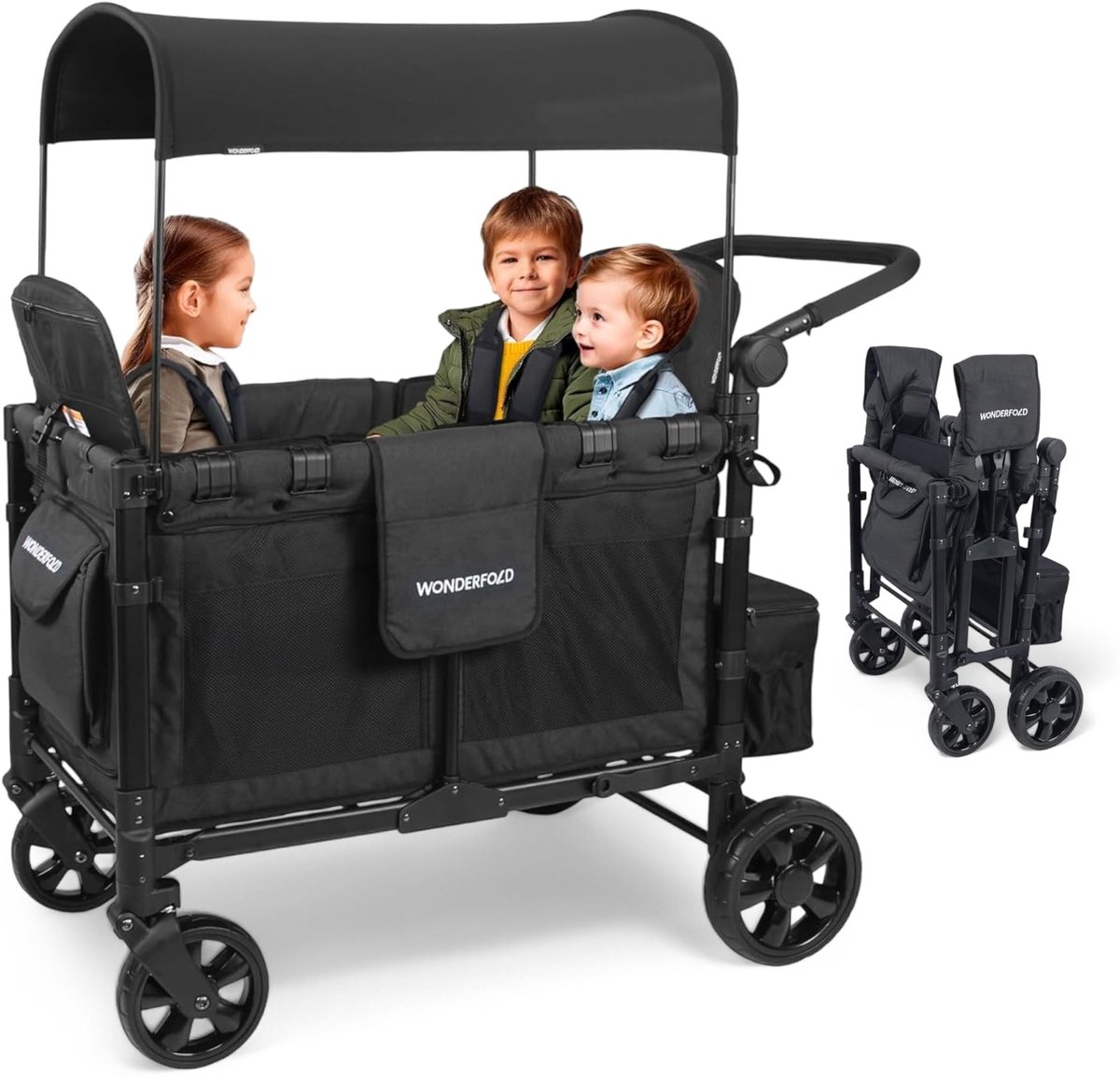 WonderFold W4 Elite Bolderkar Opvouwbaar voor 4 Kinderen Zwart - WonderFold - €749,00