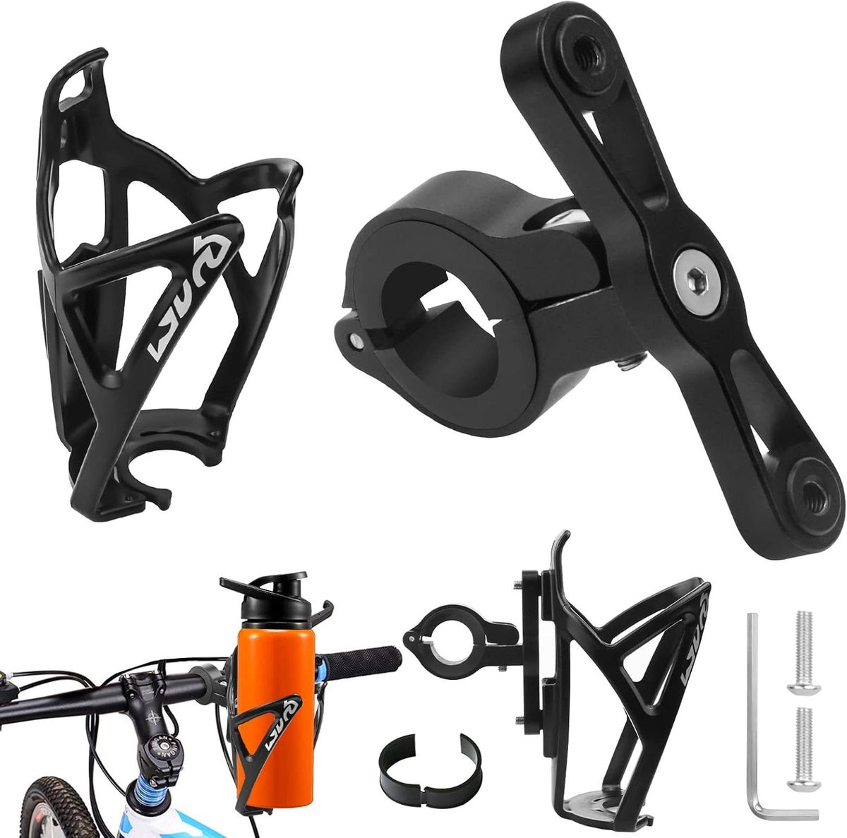 Ronte - Flessenhouder Adapter voor fiets met waterdichte houder - Fietsen en scooters - Handige accessoire voor flesjes op de fiets.