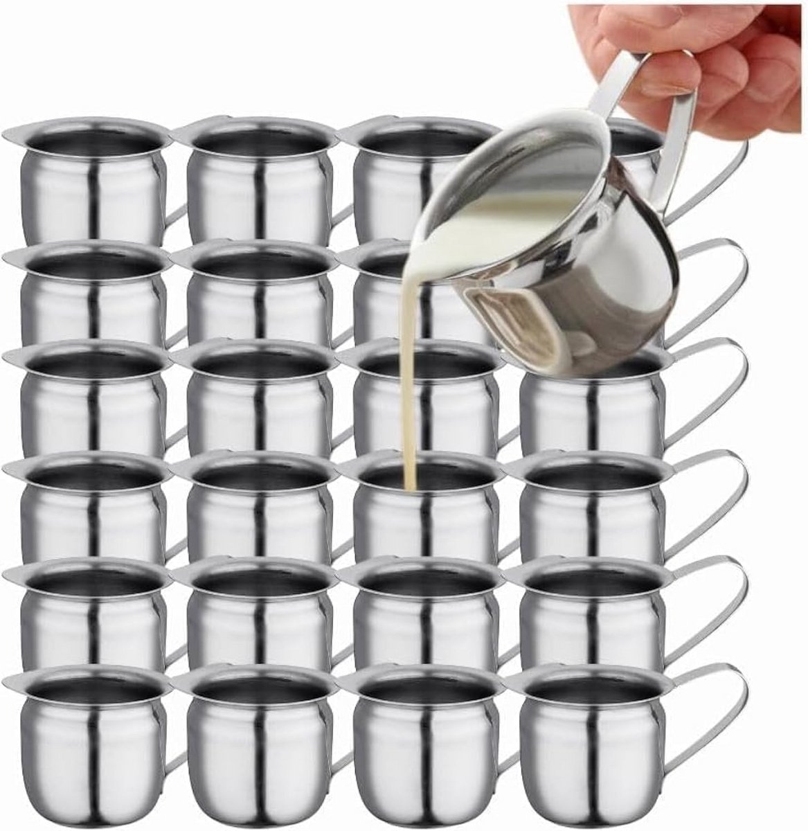 Set van 24 RVS Koffie Schenkers, Espresso Kannetjes voor Melk en Sauzen