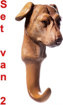 Wandhaken - Staffordshire - set van 2 - polystone - hond