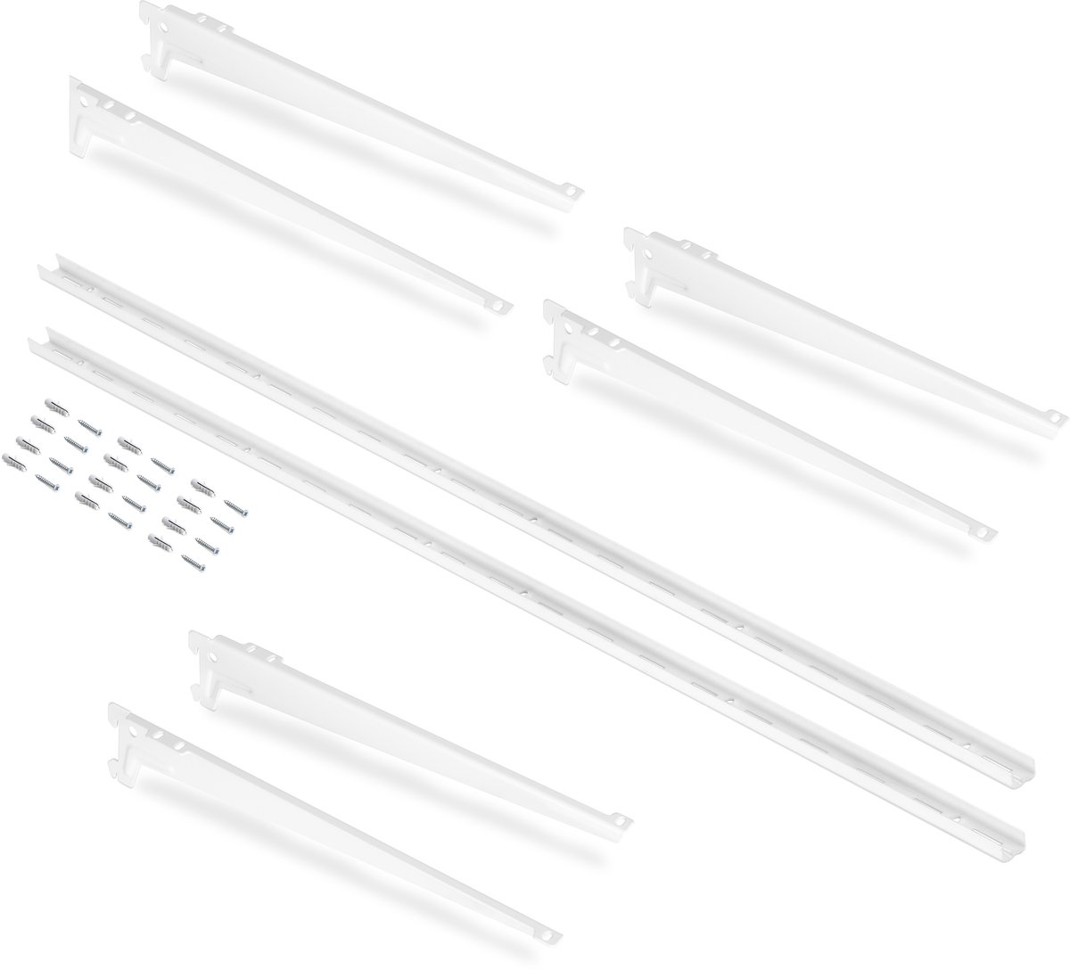 Emuca Kit van Kit voor 3 planken met Jagmet wandbeugels en muurbeugels, lengte 380mm, Staal, Wit gel