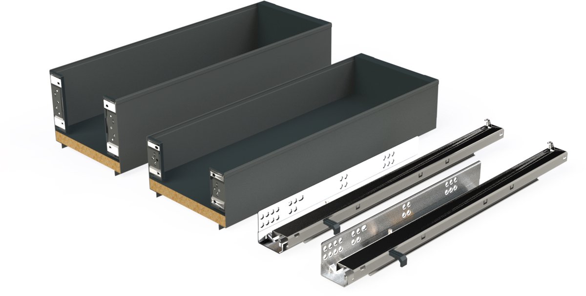 Emuca Flessenrek uitschuifbaar Titane Simplex met zachte sluiting, module 150mm, Antracietgrijs