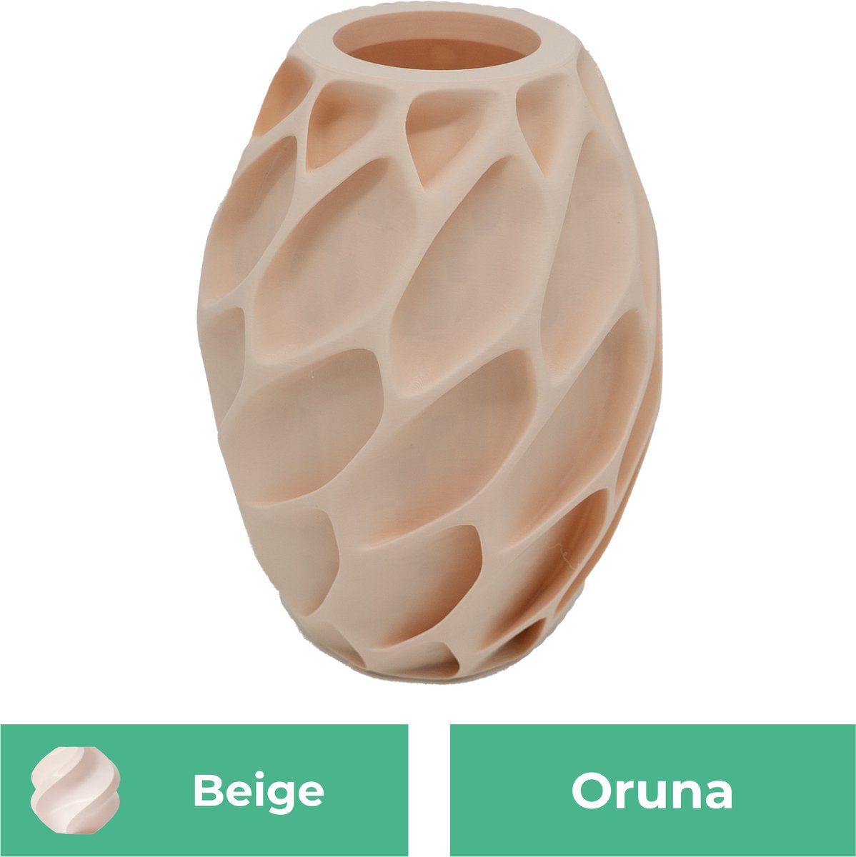 Lovora Oruna organische vaas – Decoratieve vaas - Beige - 3d geprinte vaas – geschikt voor droogbloemen - 20CM
