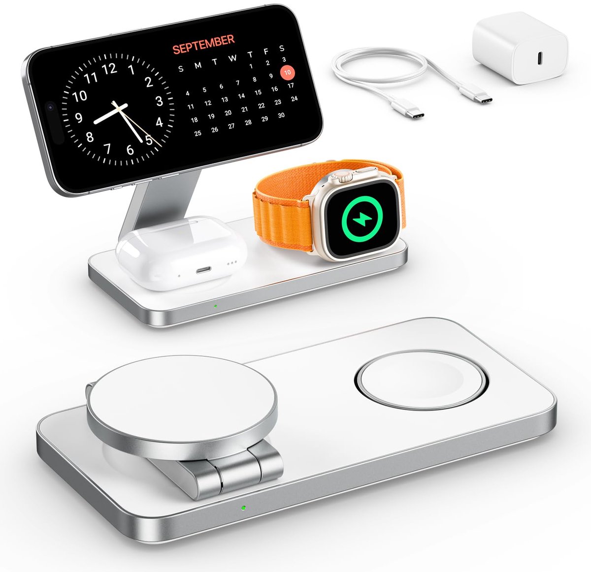3 in 1 MagSafe Compatible Oplaadstation - Charger voor iPhone Serie 17/16/15/14/13/12 & Apple Watch Modellen + AirPods - Tief